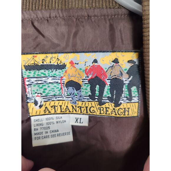 Vintage Atlantic Beach Jungle Print Silk Jacket women's XL - Picture 3 of 3